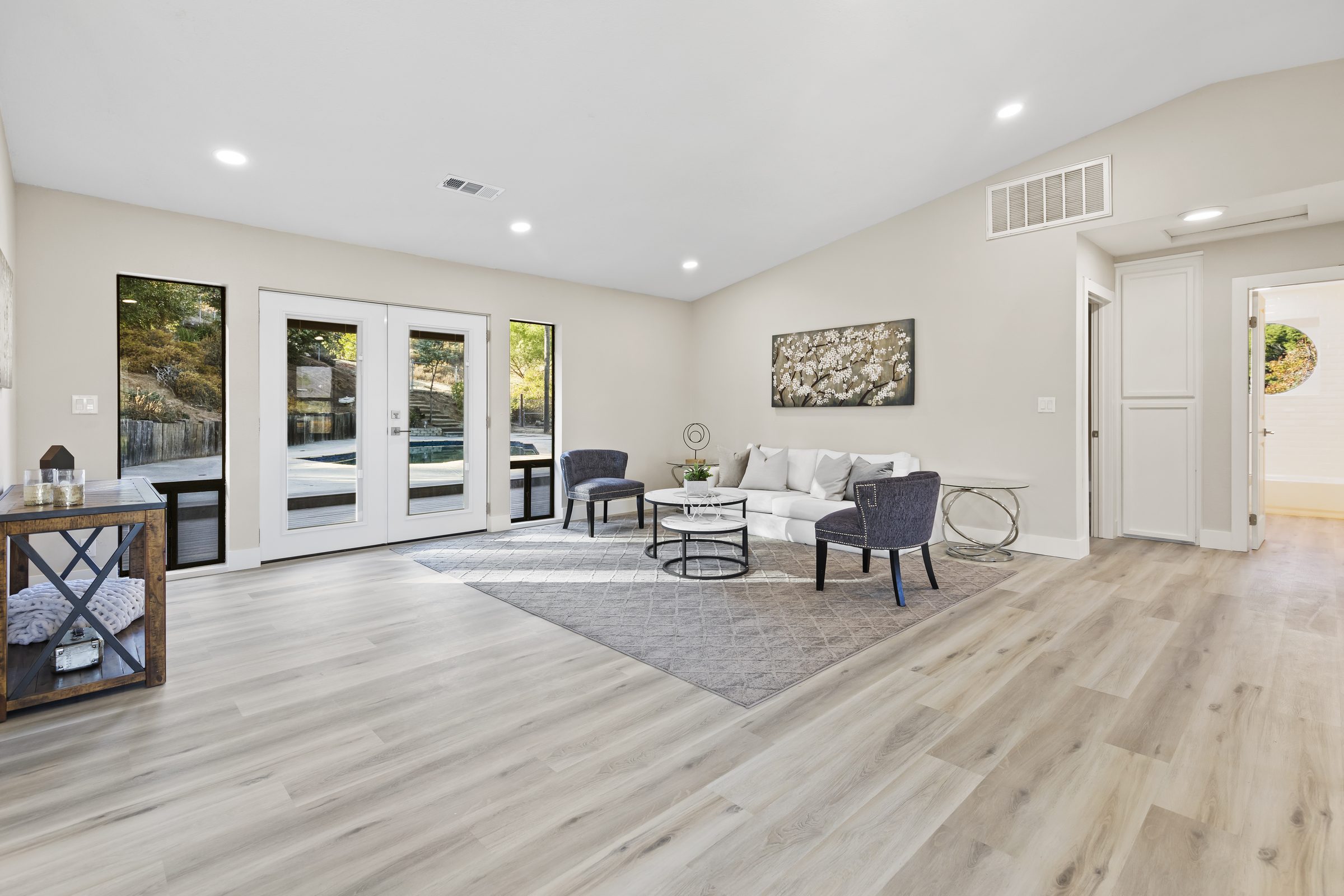 Final walkthrough — client and team in a completed space