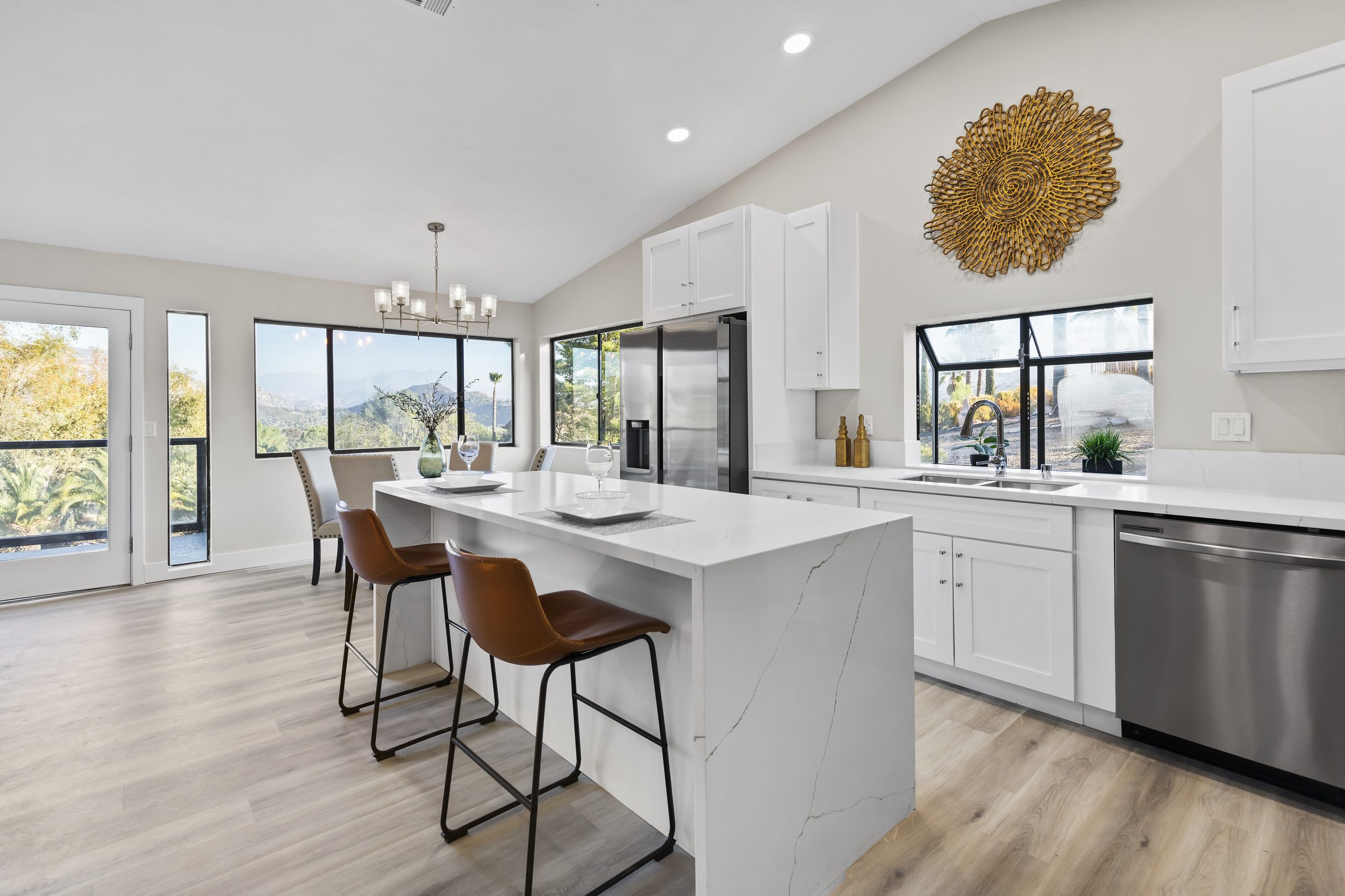 Open-plan living — sightlines from kitchen through living area