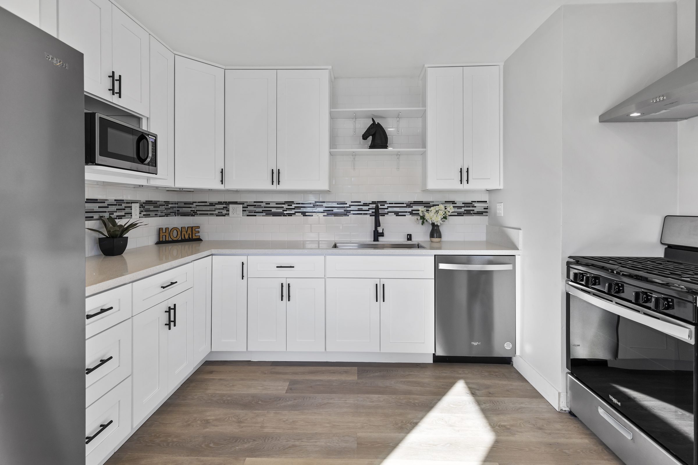 Completed construction — finished kitchen and living space