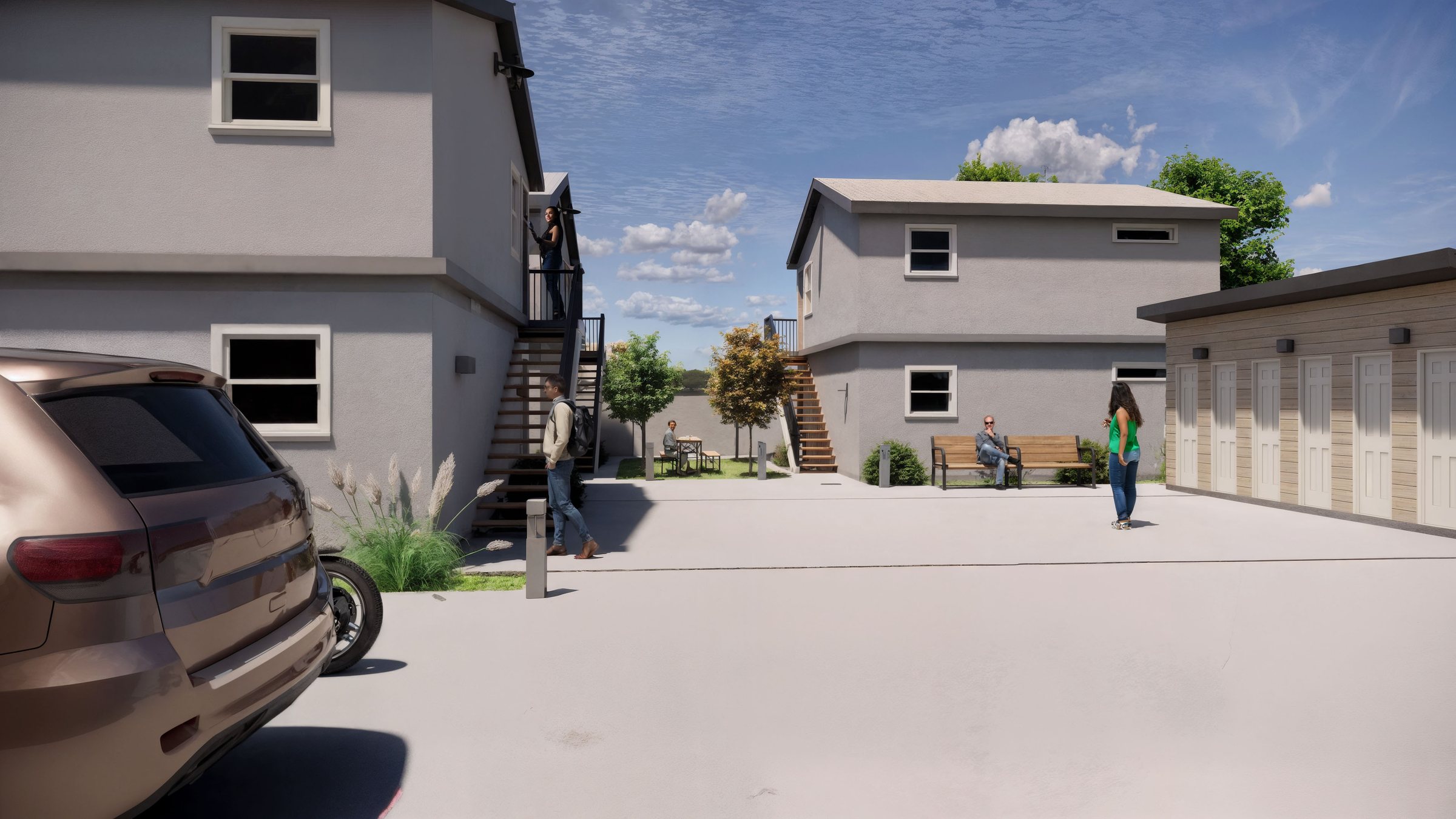 Completed detached ADU — private entry and landscaping