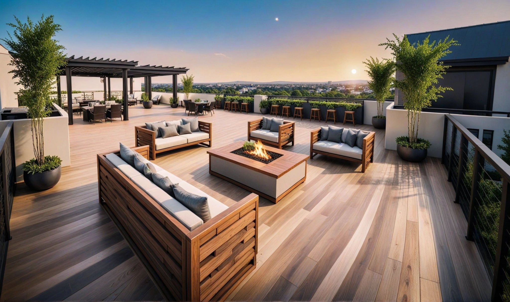Finished commercial amenity space — rooftop terrace